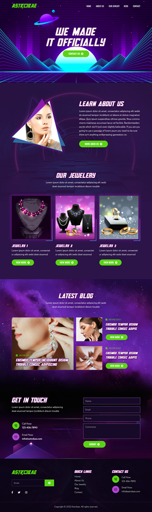 galactic arcade 80s vibes - jewelry company | Web Design by sai.designer87