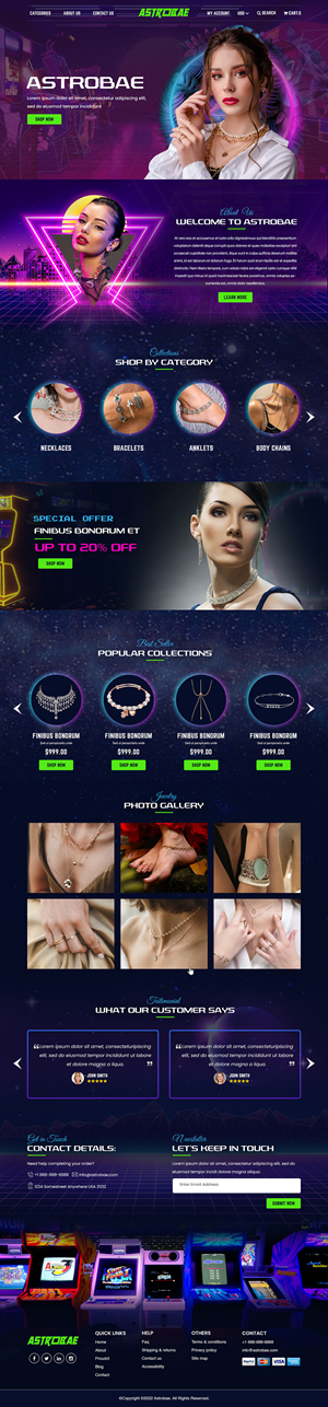 galactic arcade 80s vibes - jewelry company | Web Design by Titan Eagle