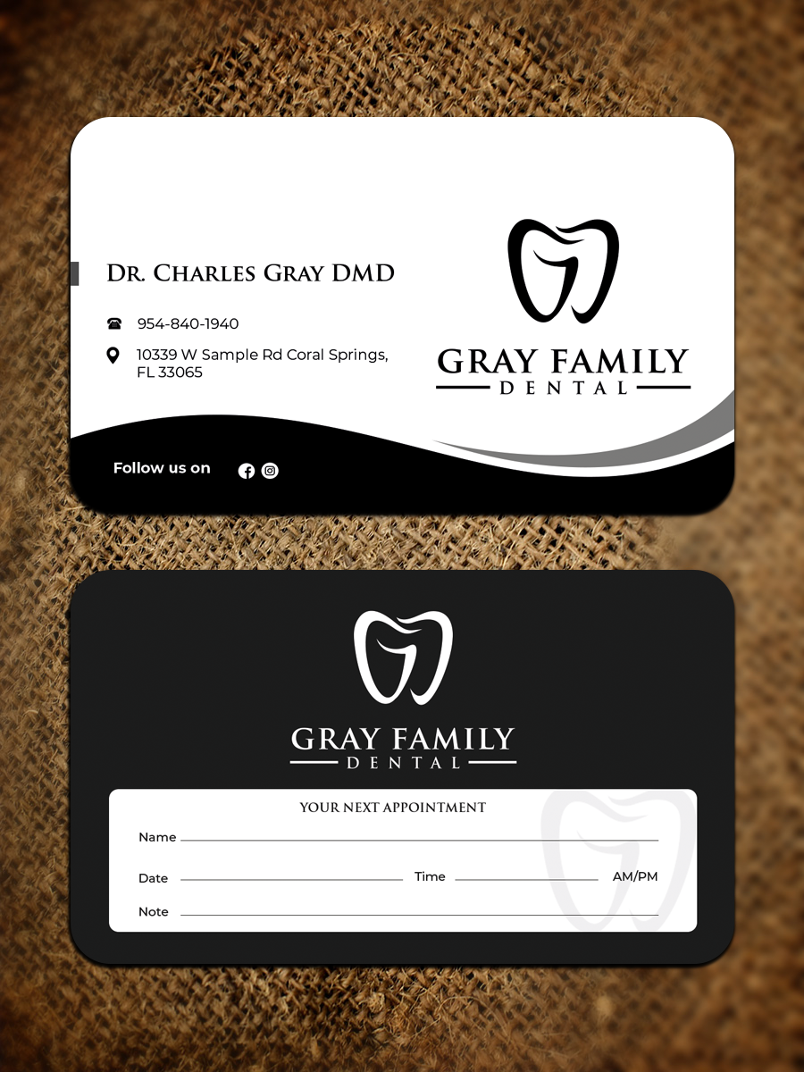 Business Card Design by Graphixpointt for Gray Family Dental | Design #29128659