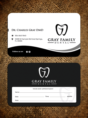 Business Card Design by Graphixpointt for Gray Family Dental | Design: #29128659