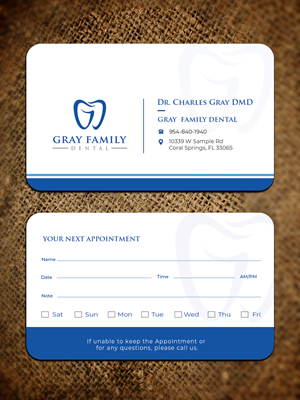 Business Card Design by Graphixpointt for Gray Family Dental | Design: #29135147