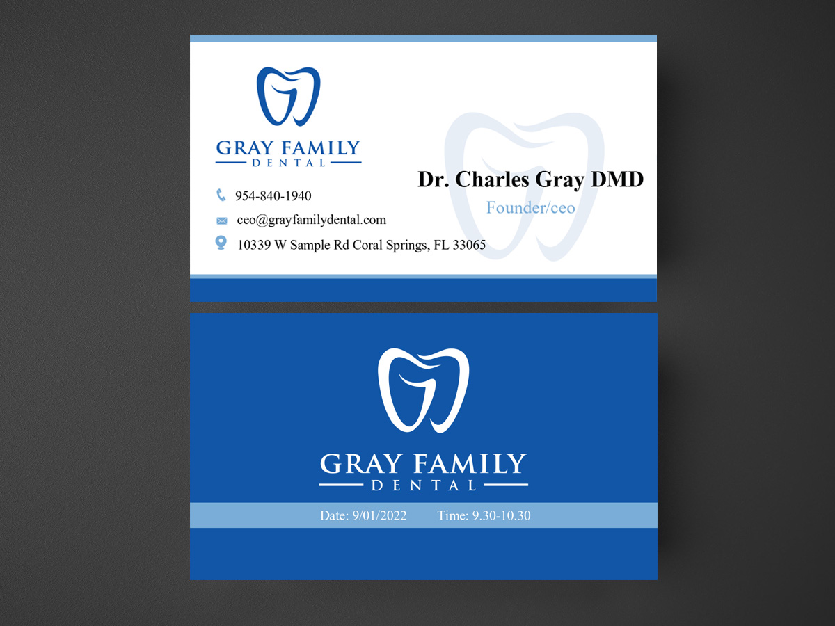 Business Card Design by angelonyamu for Gray Family Dental | Design #29128785