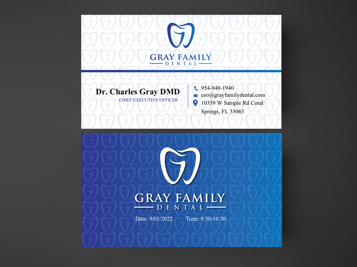 Design de Carte de Visite par angelonyamu pour Gray Family Dental | Design #29128787