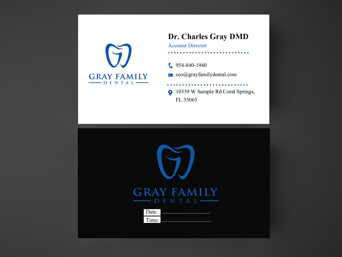 Business Card Design by angelonyamu for Gray Family Dental | Design #29128790