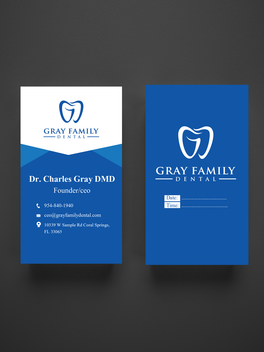 Business Card Design by angelonyamu for Gray Family Dental | Design #29128792