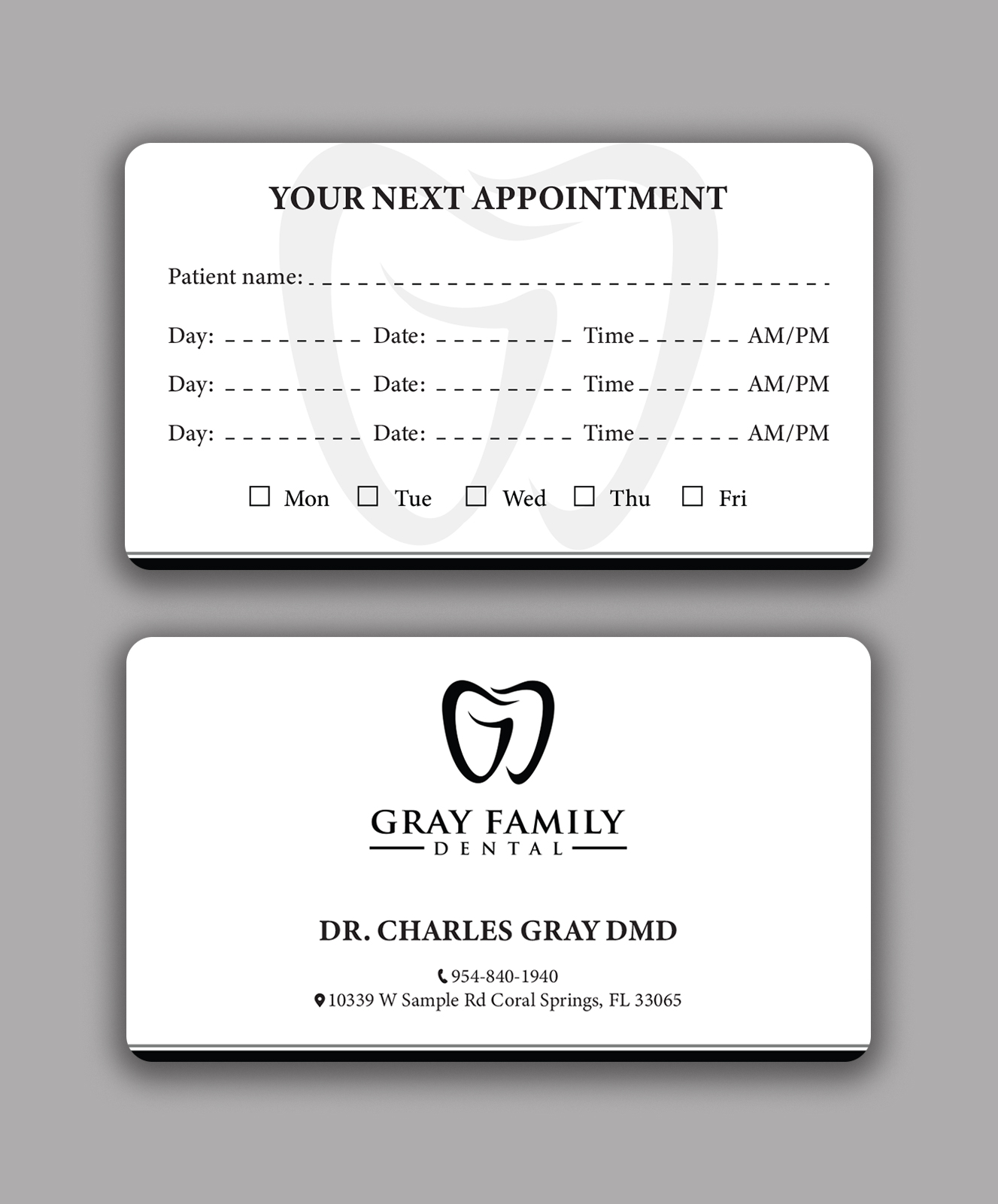 Business Card Design by Tripti Ranjan Gain for Gray Family Dental | Design #29130294