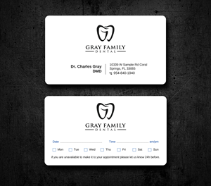 Business Card Design by Uttom 2 for Gray Family Dental | Design: #29134243