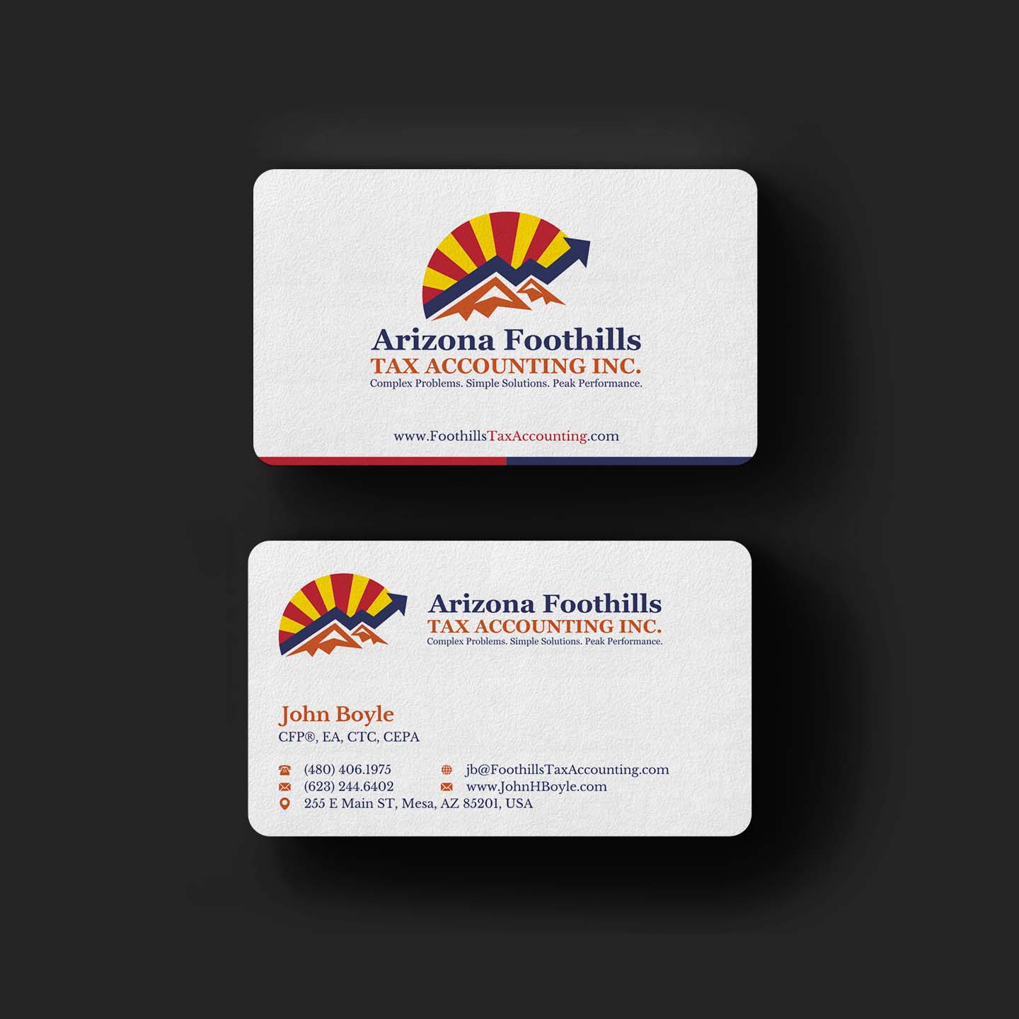 Business Card Design by INDIAN_Ashok for Arizona Foothills Tax Accounting | Design #29137388