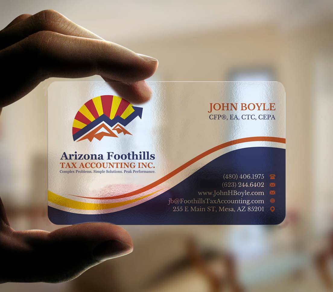 Business Card Design by INDIAN_Ashok for Arizona Foothills Tax Accounting | Design #29137400