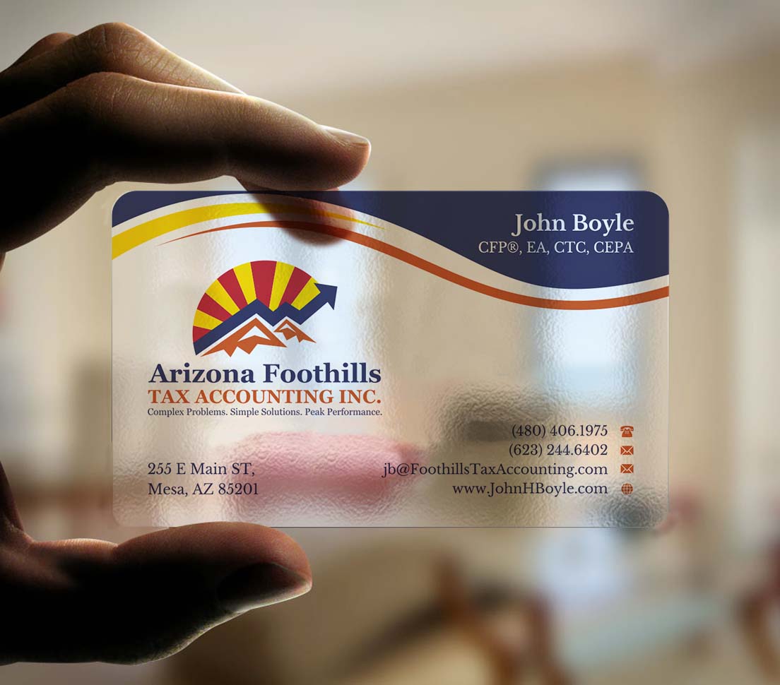 Business Card Design by INDIAN_Ashok for Arizona Foothills Tax Accounting | Design #29137407
