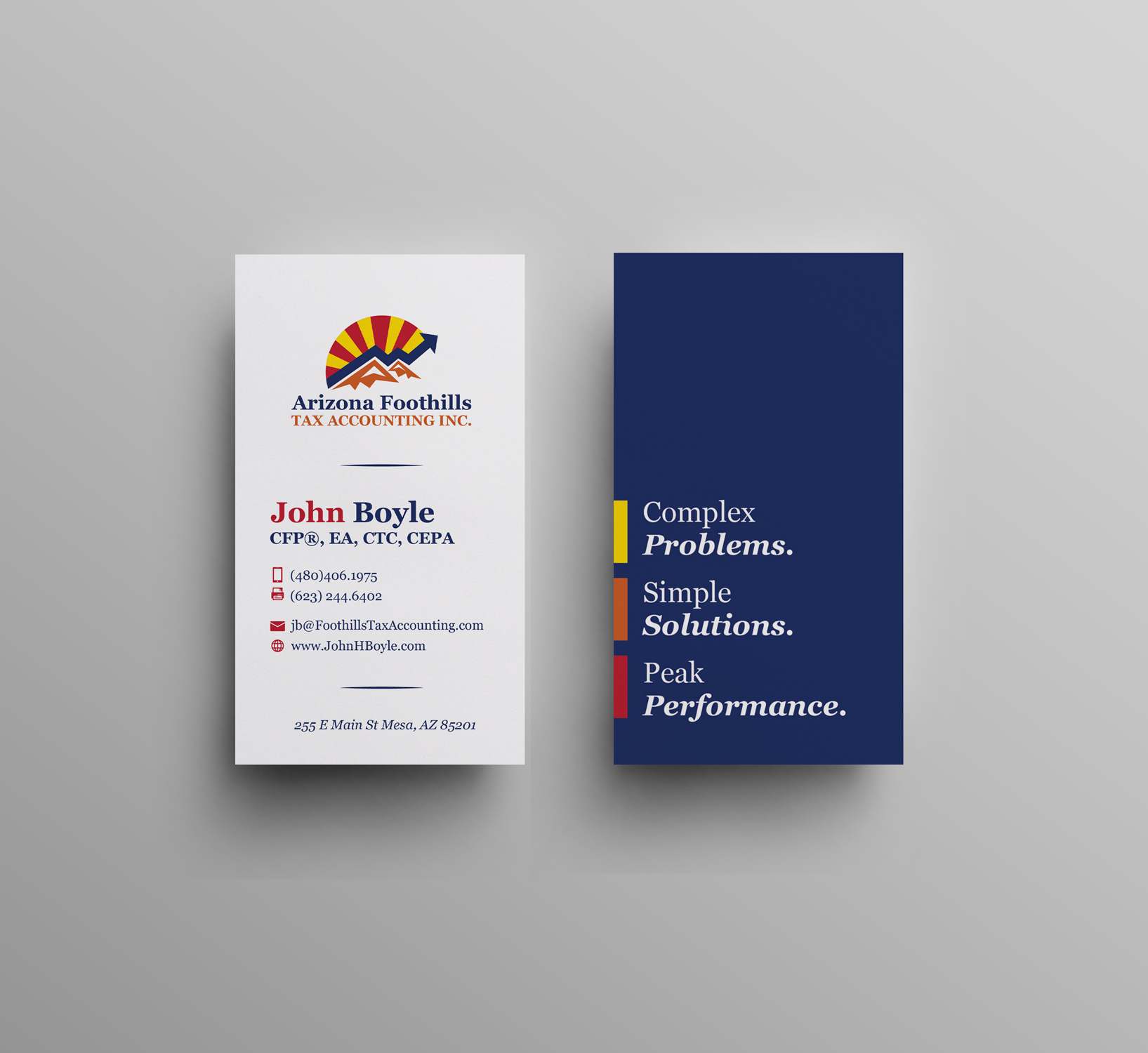 Business Card Design by JK18 for Arizona Foothills Tax Accounting | Design #29135753