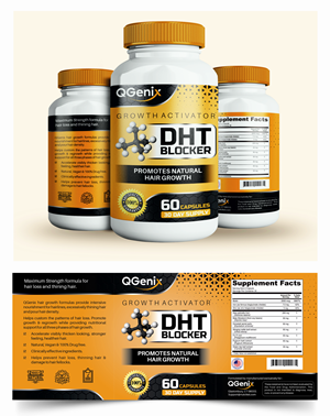 QGenix DHT Blocker label | Etikett-Design von Rajneesha