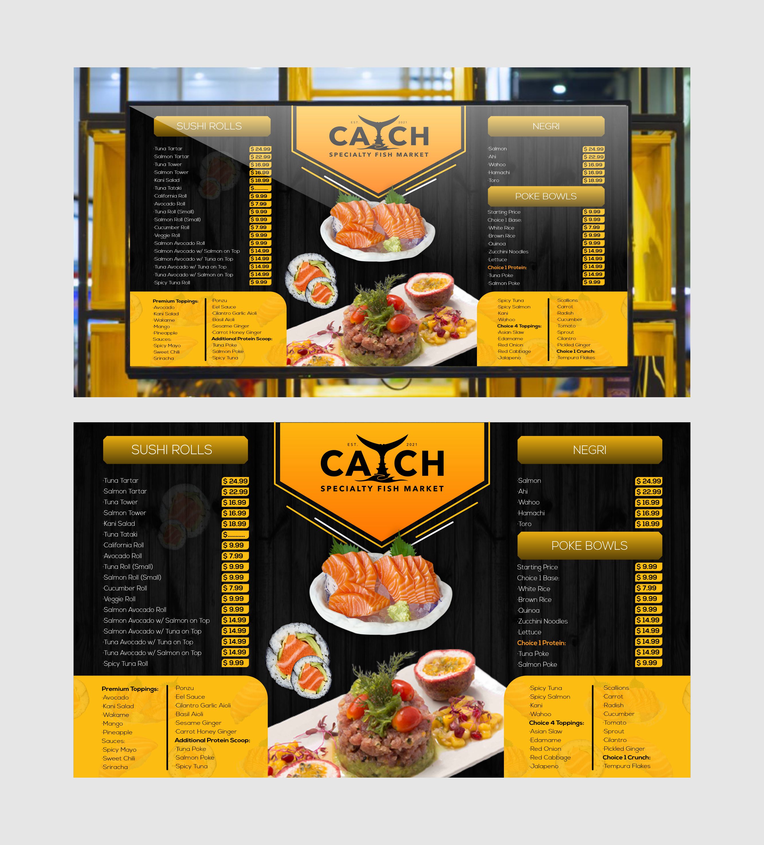 Menu Design by 3Guys for this project | Design #29156918