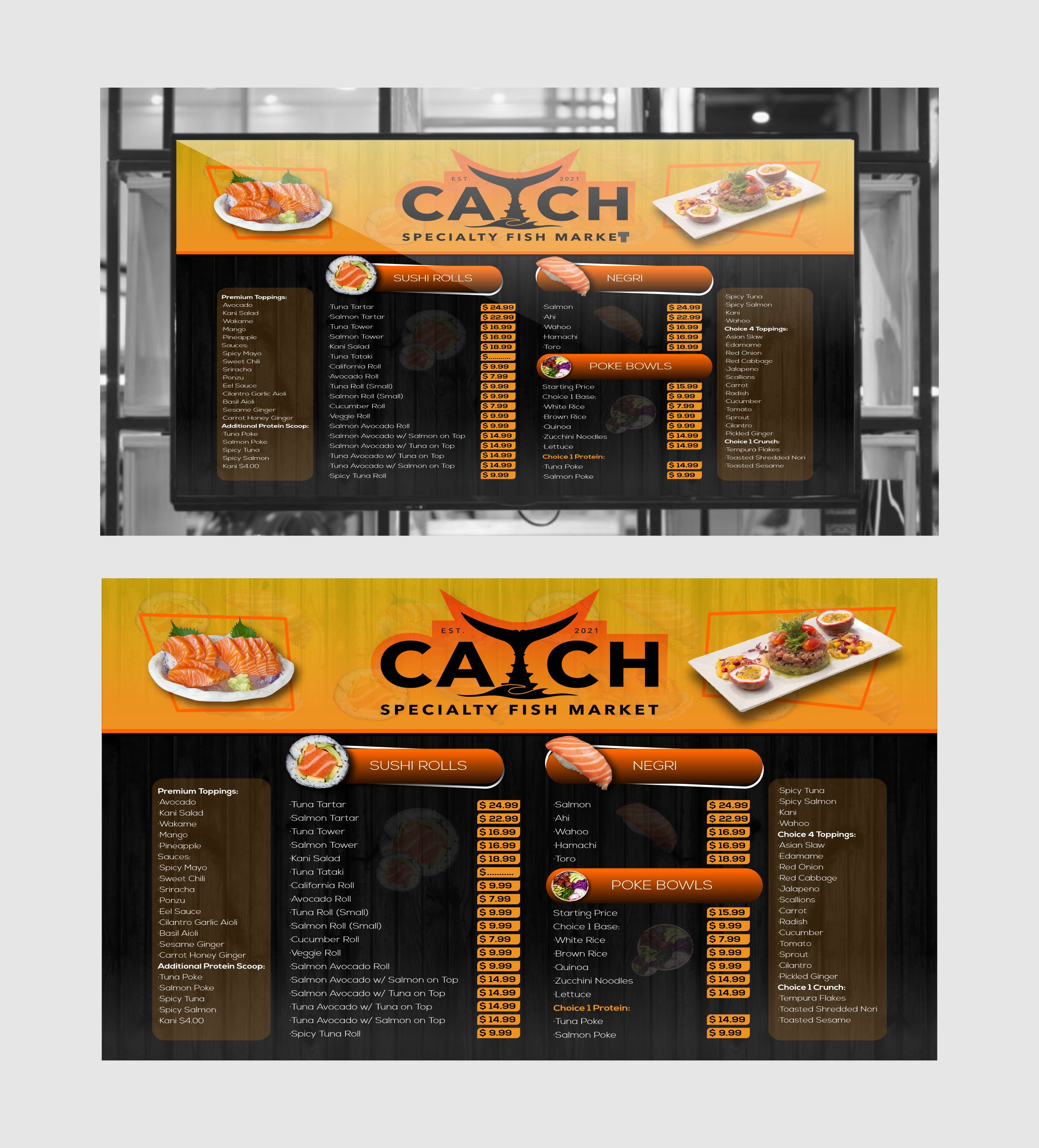 Menu Design by 3Guys for this project | Design #29156919