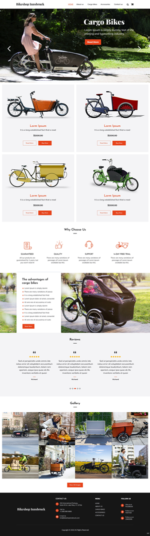 Webdesign for a Bikeshop in Innsbruck (submitted designs will be used for Masterthesis anonymously) | Web-Design von pb