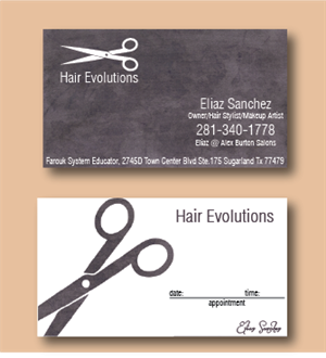Business Card Design by green82 for Hair Evolutions by Eliaz | Design: #3080274
