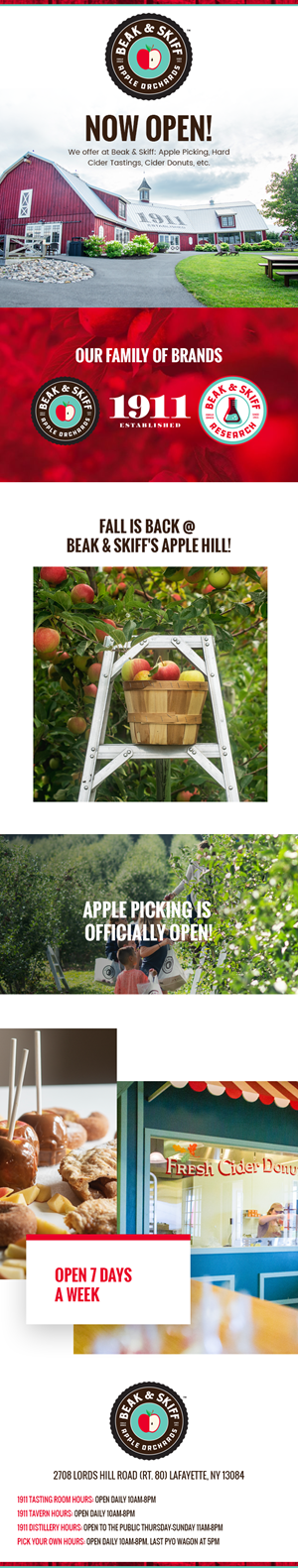 Fall Is Back At Beak & Skiff Apple Farms | Design de Marketing Électronique par nzdesigners