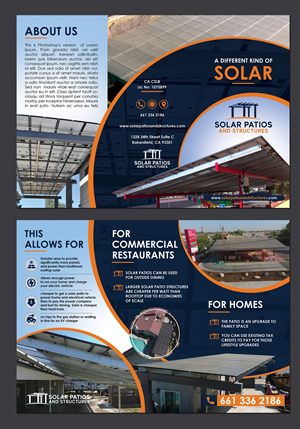 Solar Patios and Structures Product trifold | Flyer Design by BLUE WINGS