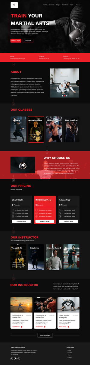 Web Design by Samahir Sharif for mhale@blackdragonacademy.org | Design: #29181581