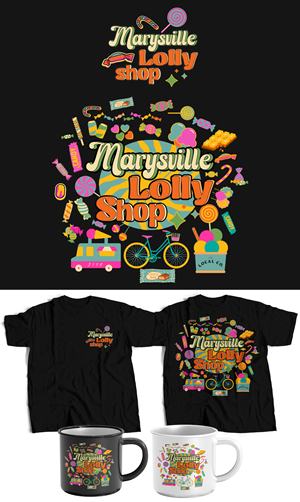 kids and adults Lolly shop  retail tee | T-shirt Design by Drawingbook
