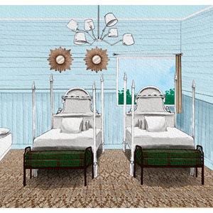 WATER COLOUR INTERIOR ROOM 