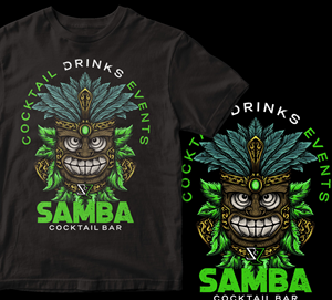 Tiki Shirt with One Big Tiki Face including Logo | Diseño de Camiseta por MangKepweng