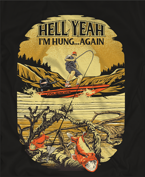 fishing apparel company needs t-shirt design (Fisherman hung) | T-Shirt-Design von Yakuza20