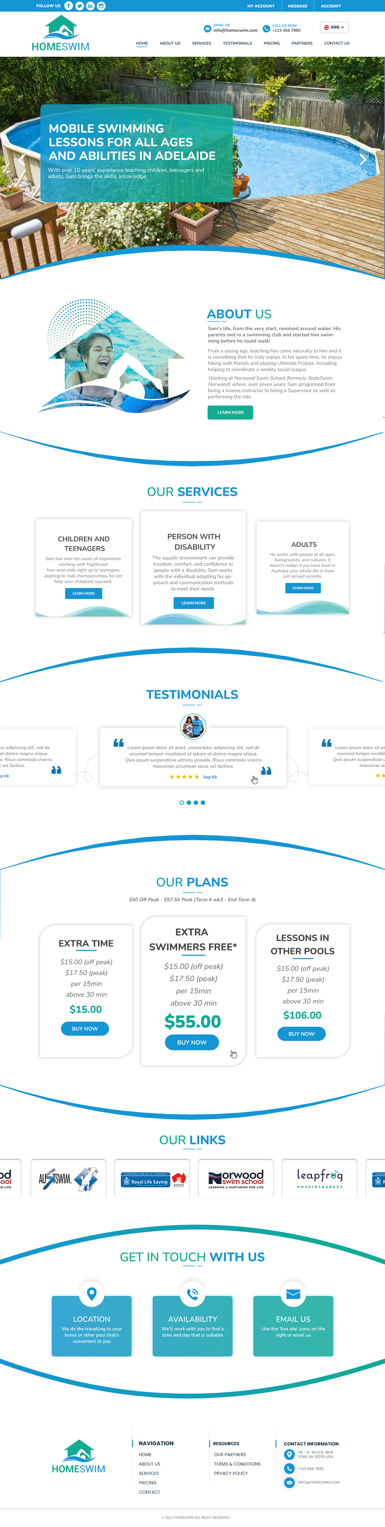 Web Design by HARSH SAINI for All Abilities Swim School | Design #29303750