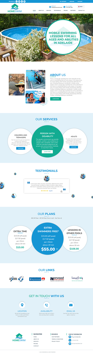 Diseño Web por HARSH SAINI para All Abilities Swim School | Diseño: #29303873