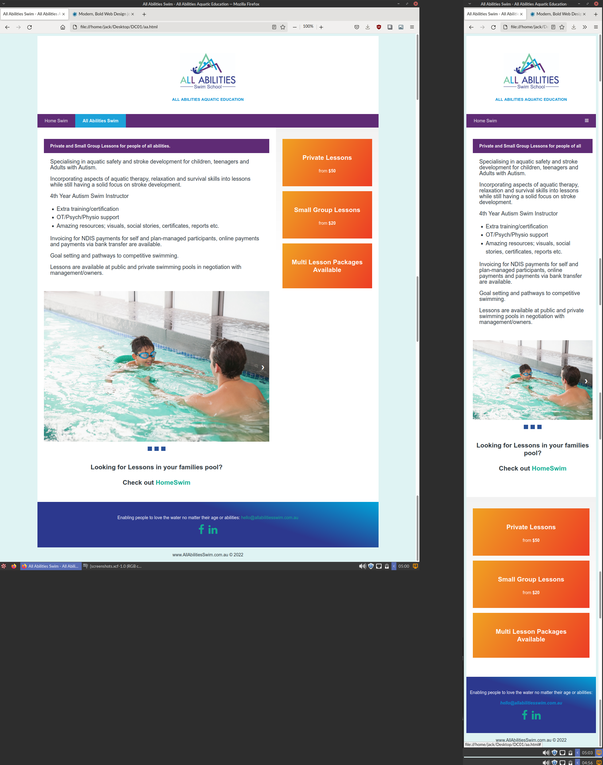 Web Design by Jack A for All Abilities Swim School | Design #29291391
