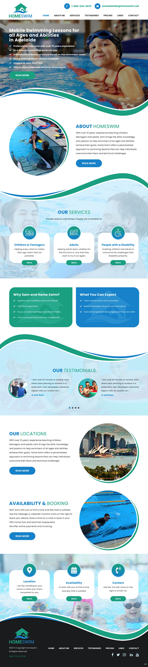 Web Design by pb for All Abilities Swim School | Design: #29247002