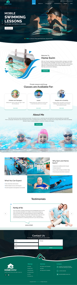 Web Design by sai.designer87 for All Abilities Swim School | Design: #29246088