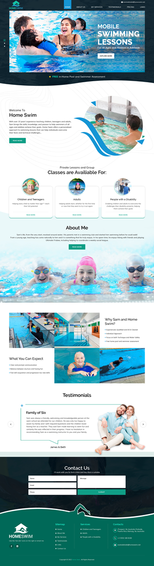 Web Design by sai.designer87 for All Abilities Swim School | Design #29246089