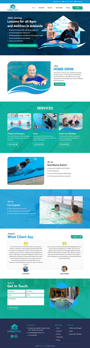 Web Design by sai.designer87 for All Abilities Swim School | Design: #29246091
