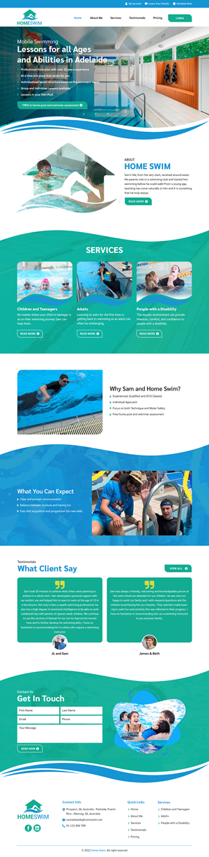 Diseño Web por sai.designer87 para All Abilities Swim School | Diseño: #29246092