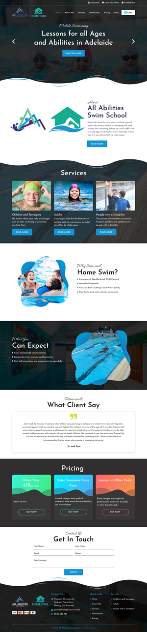 Web Design by sai.designer87 for All Abilities Swim School | Design: #29250474