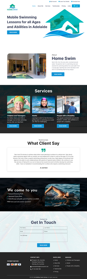 Web Design by sai.designer87 for All Abilities Swim School | Design: #29279633
