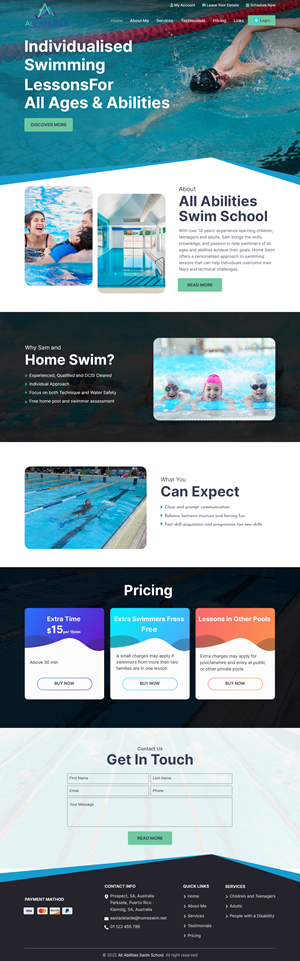 Web Design by sai.designer87 for All Abilities Swim School | Design: #29279635
