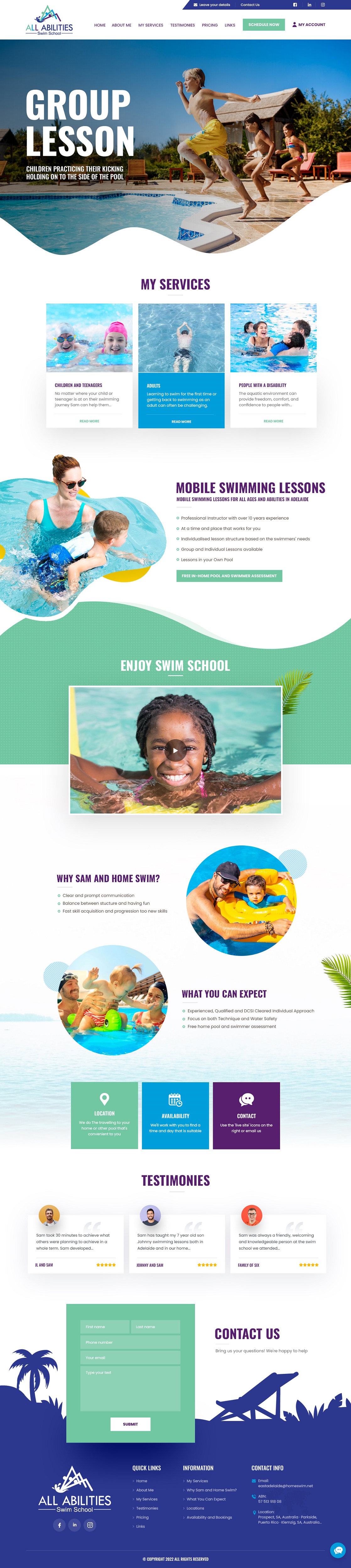 Diseño Web por nzdesigners para All Abilities Swim School | Diseño #29264392