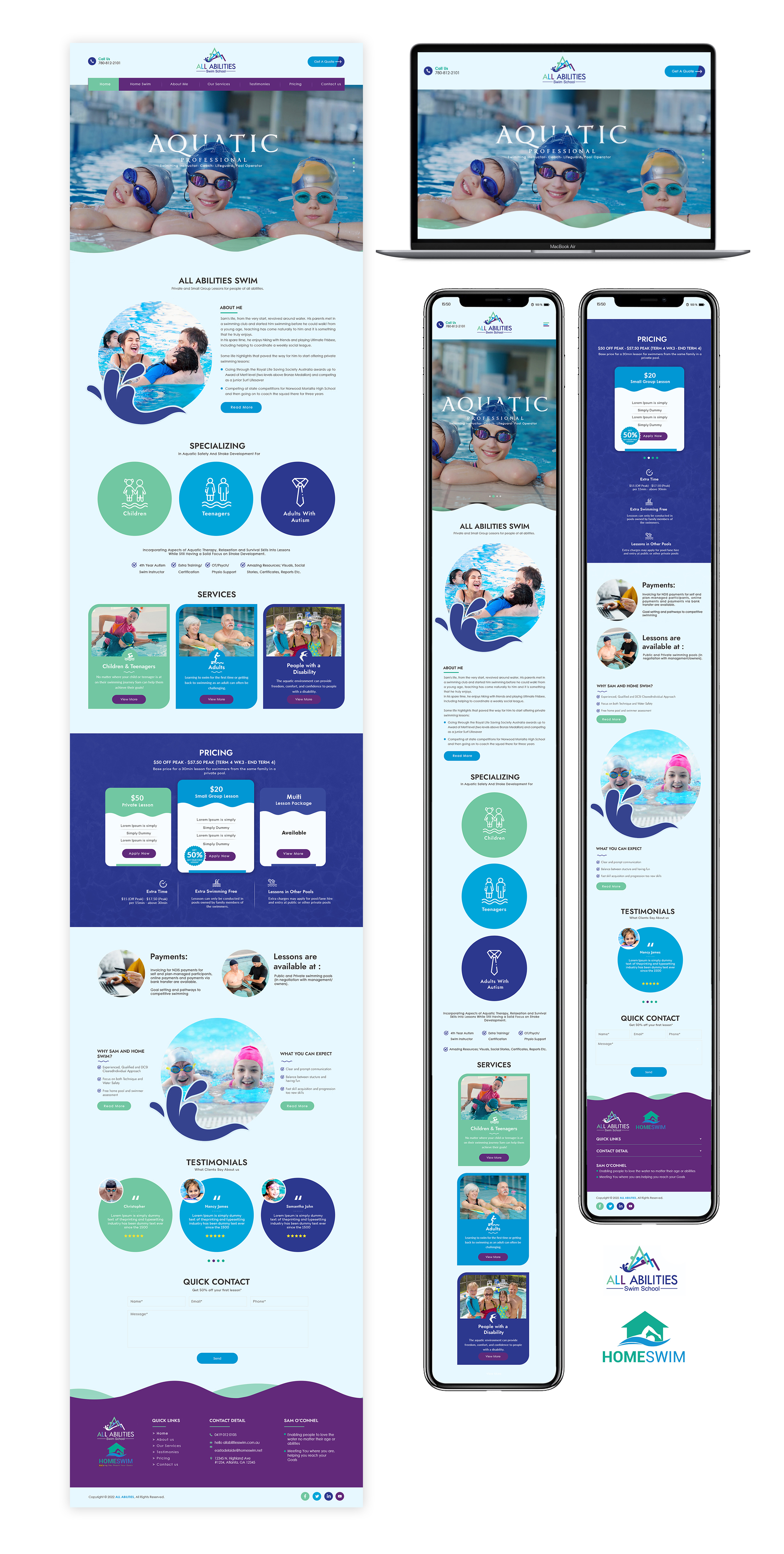 Diseño Web por bdesigner9 para All Abilities Swim School | Diseño: #29293365