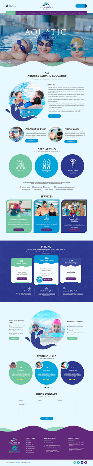 Diseño Web por bdesigner9 para All Abilities Swim School | Diseño: #29587717
