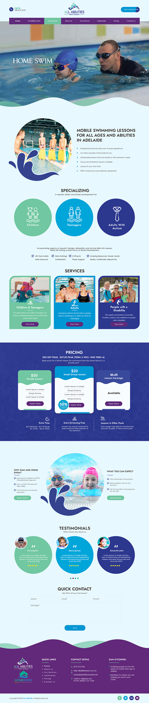 Diseño Web por bdesigner9 para All Abilities Swim School | Diseño: #29587738