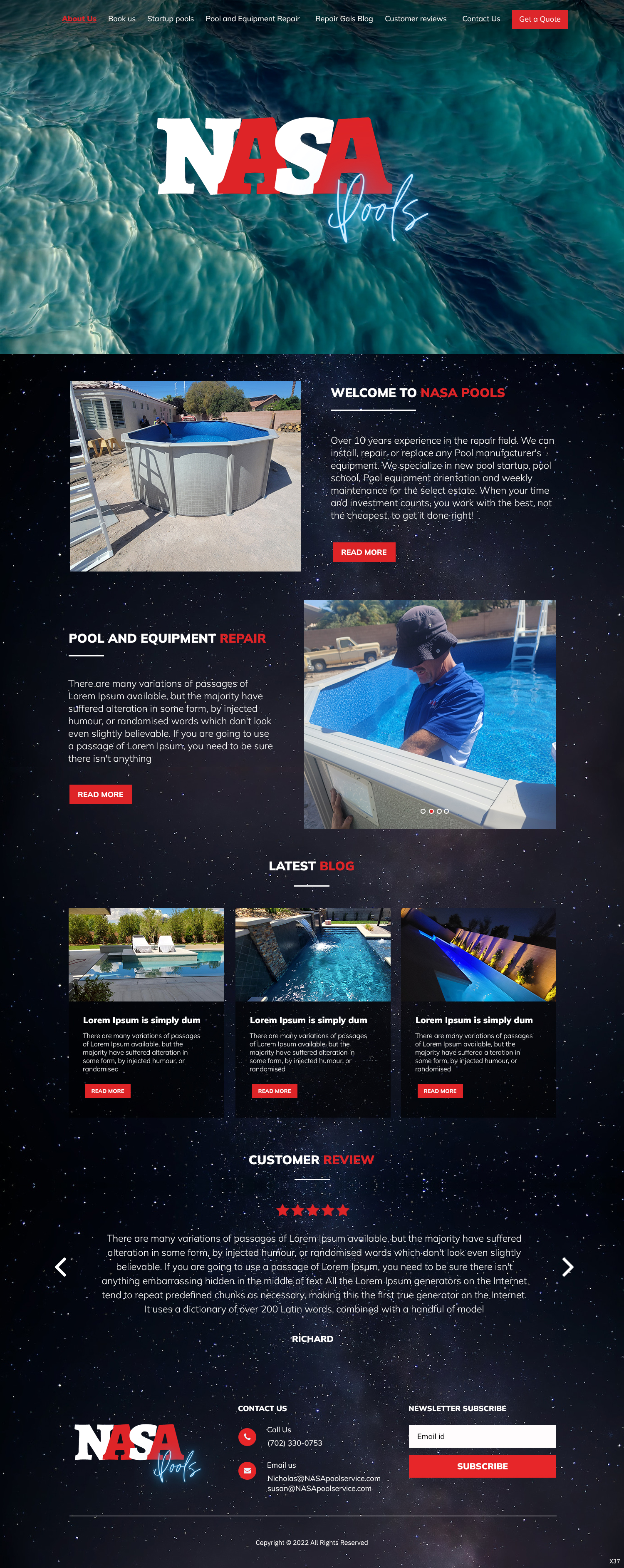 Wordpress Design by pb for NASA Pool Service, LLC | Design #29239493