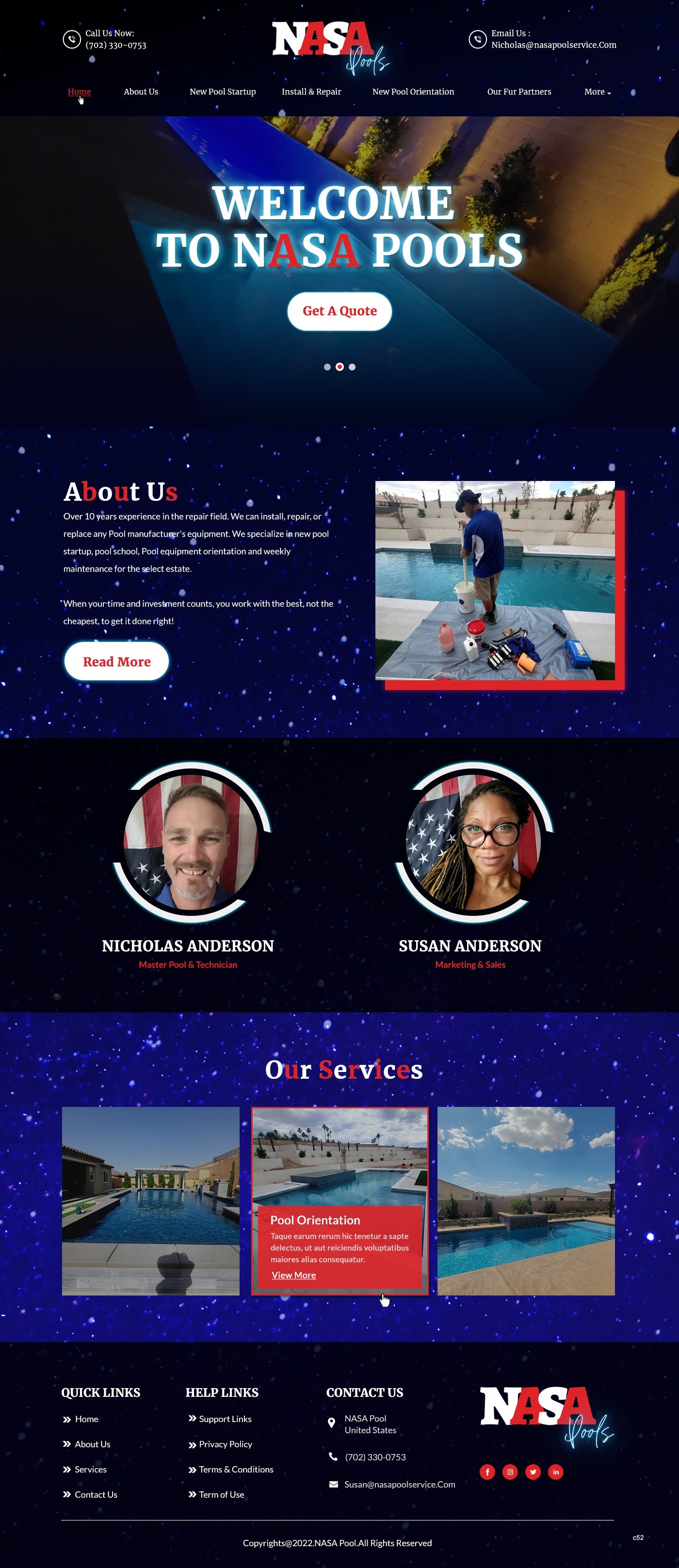 Wordpress Design by pb for NASA Pool Service, LLC | Design #29247006