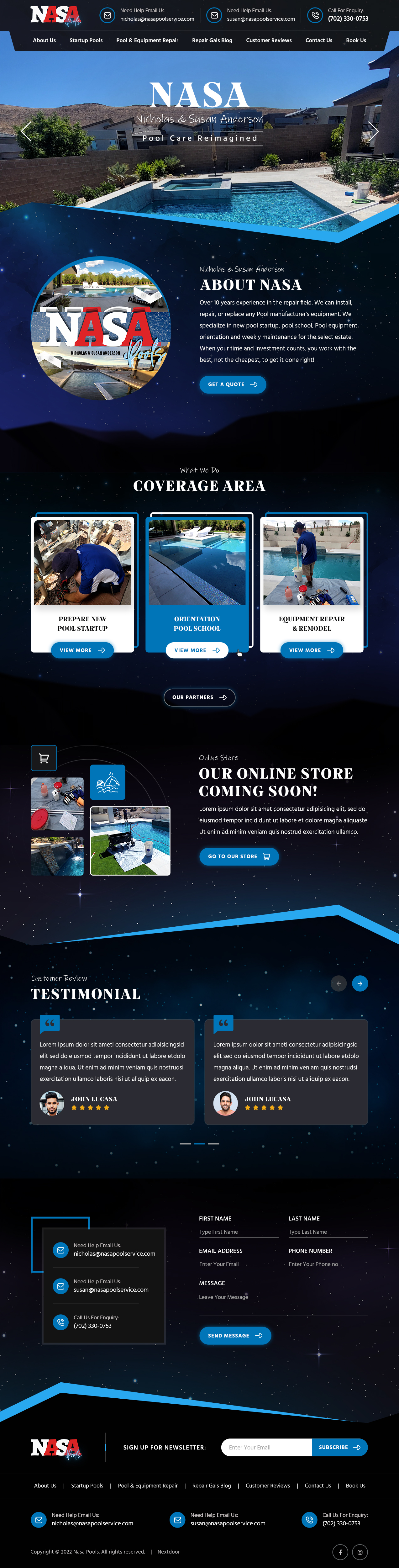 Wordpress Design by sai.designer87 for NASA Pool Service, LLC | Design #29246076