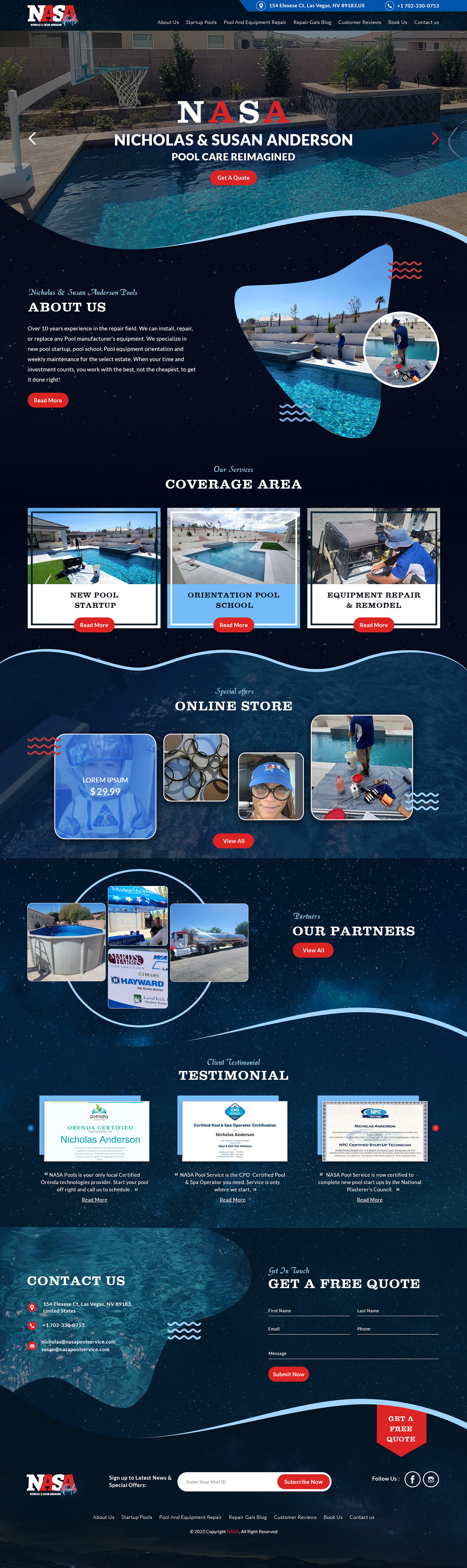 Wordpress Design by sai.designer87 for NASA Pool Service, LLC | Design #29248687
