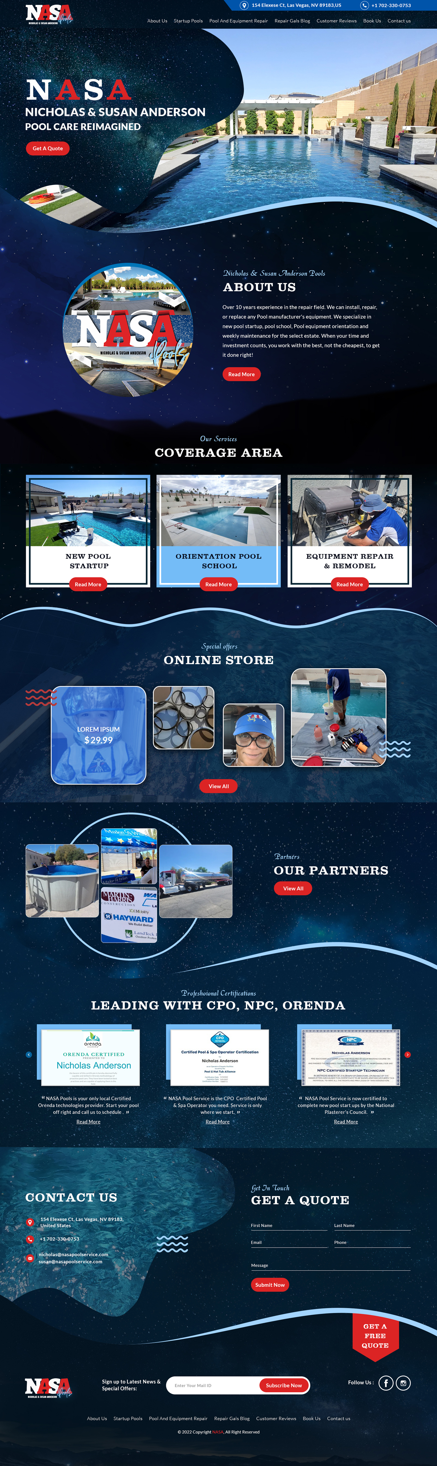Wordpress Design by sai.designer87 for NASA Pool Service, LLC | Design #29279023