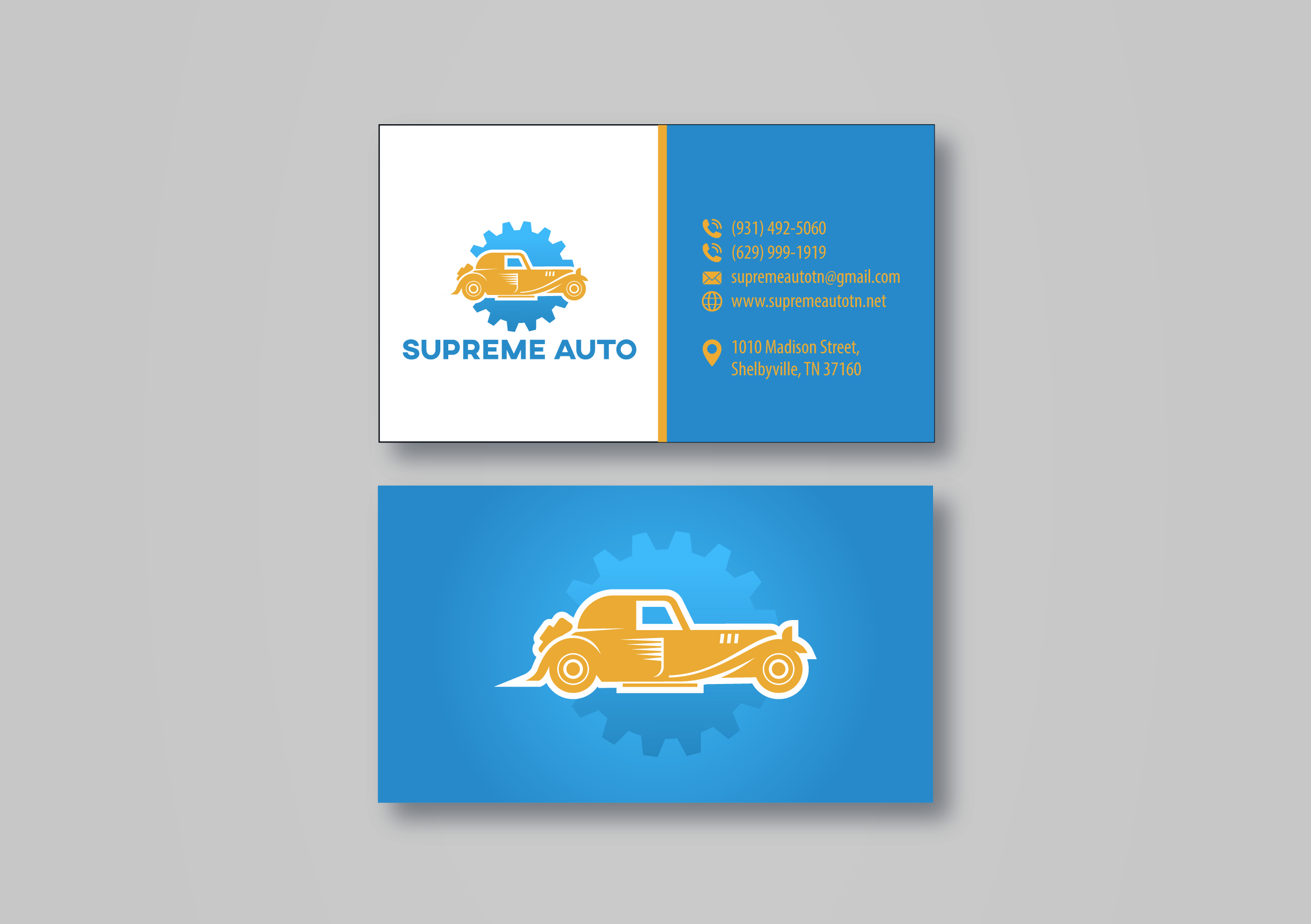 Visitenkarten-Design von MarkoE für Supreme Auto LLC | Design #29248861