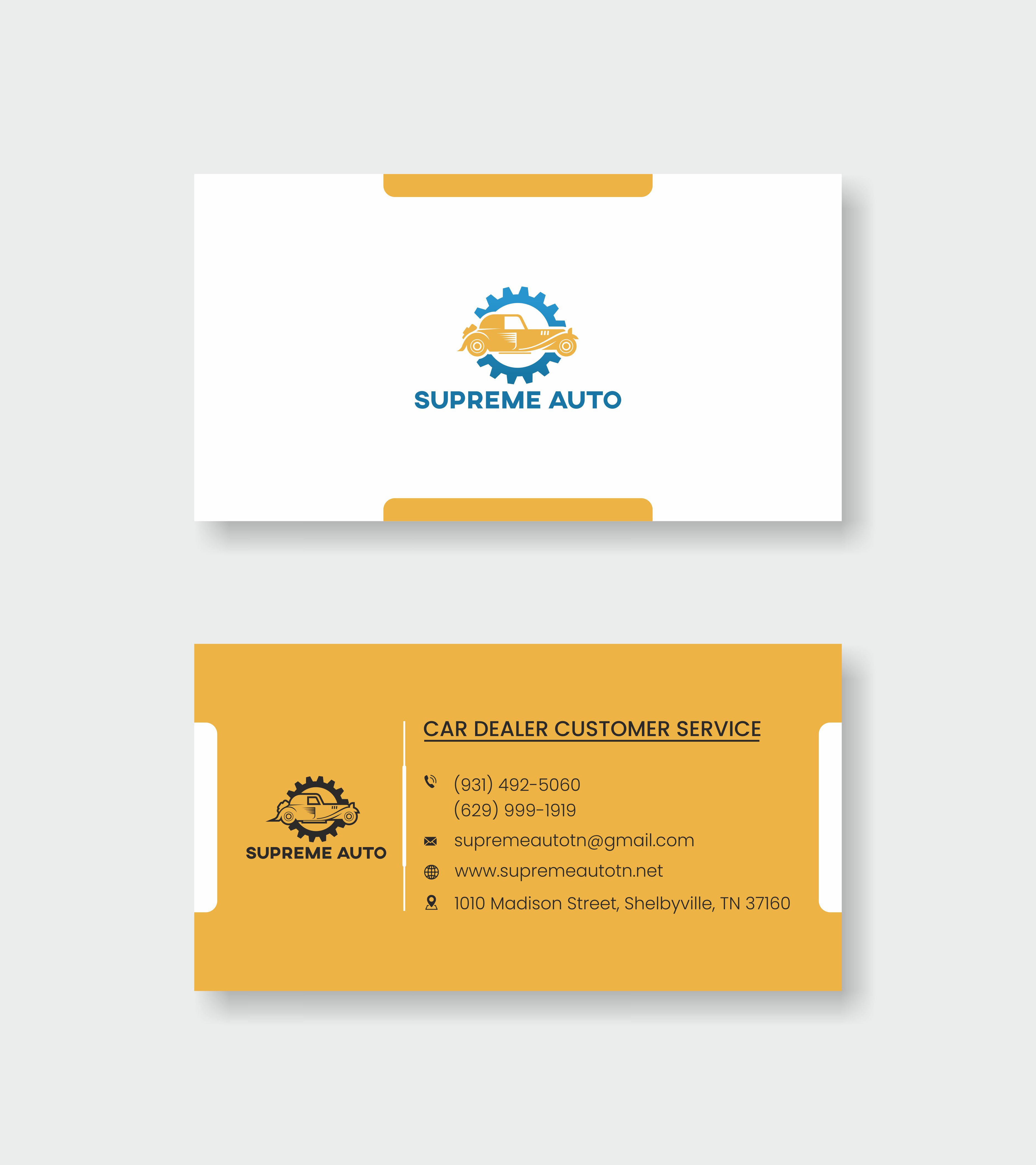 Business Card Design by Parth P 4 for Supreme Auto LLC | Design #29270571