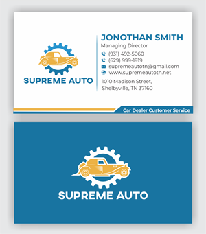 Business Card Design by jasmeen1975 for Supreme Auto LLC | Design: #29265209